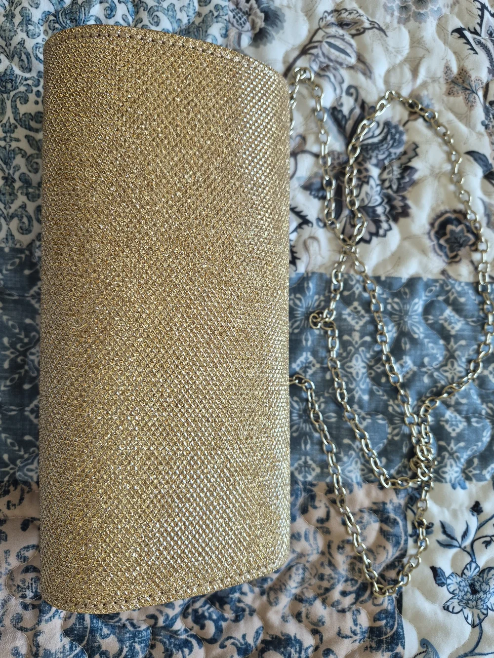 Amazon Gold Sparkle Evening Clutch with Chain Strap